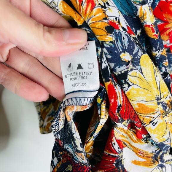 Easel blue red white floral wrap boho blouse top small - Picture 7 of 8